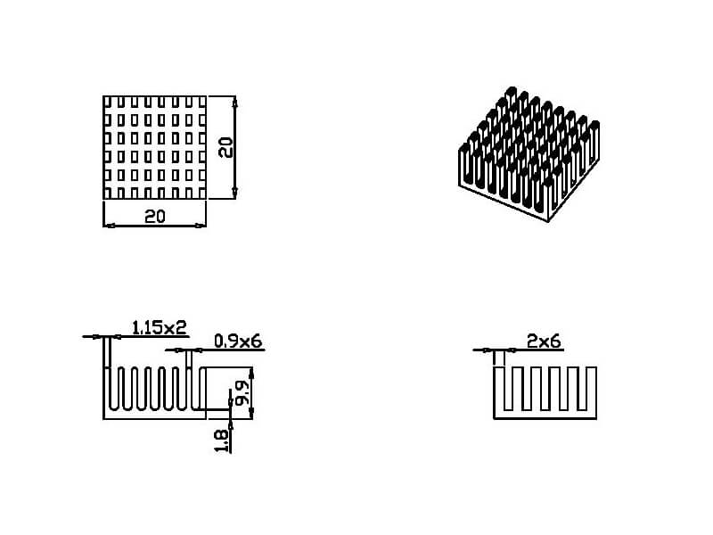 20 x 20 x 10 mm BGA Heatsink